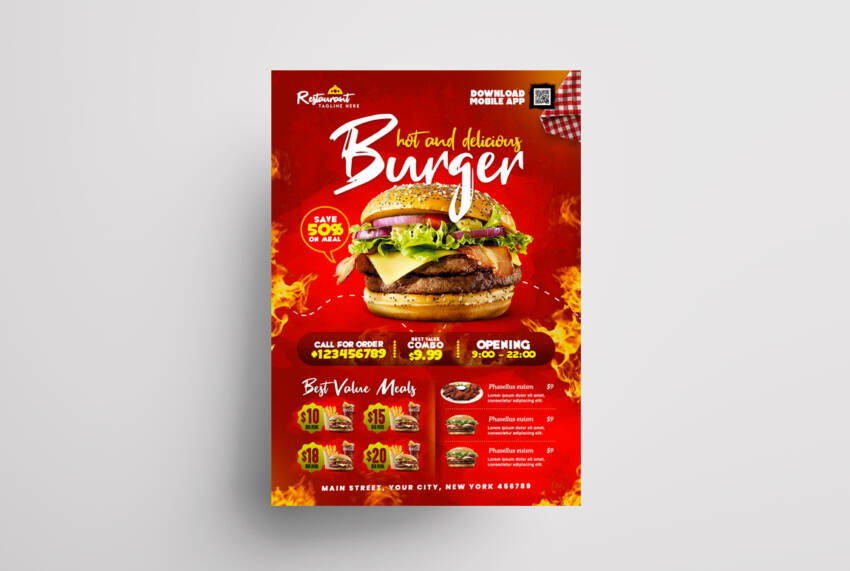 Fast Food Ad Free PSD Flyer Template (PSD)