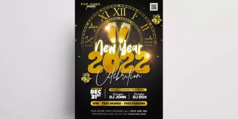 Free Happy NYE 2022 Party PSD Flyer Template