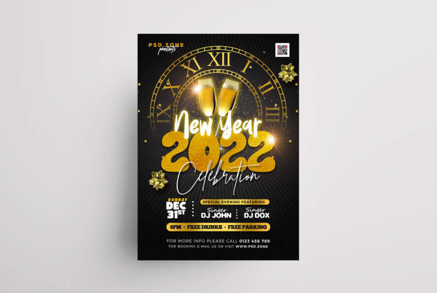 Free Happy NYE 2022 Party PSD Flyer Template