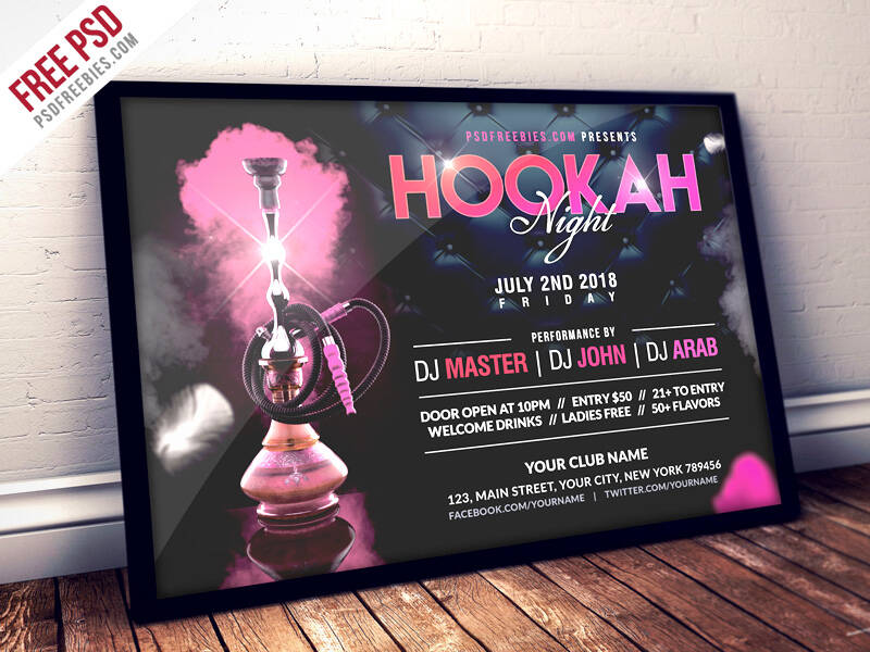 Hookah Night Party Free PSD Flyer Template