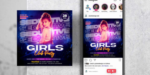 Ladies Party DJ Free PSD Instagram Post Template
