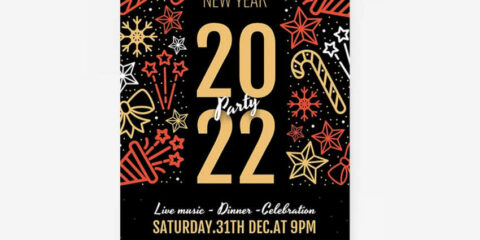 Minimalistic 2022 NYE Party Free PSD Flyer Template