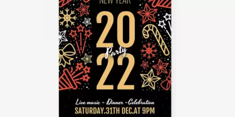 Minimalistic 2022 NYE Party Free PSD Flyer Template