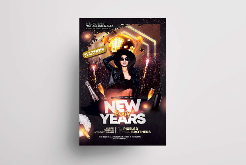 NYE Eve Party Free PSD Flyer Template