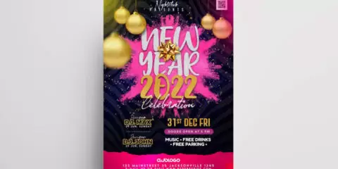 New Year Party Invitation Free PSD Flyer Template