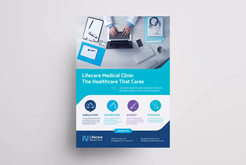 Simple Clinic Services Free PSD Flyer Template