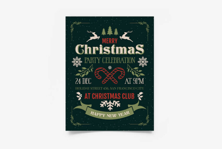 X-Mas Celebration Invitation Free PSD Flyer Template - PSDFlyer