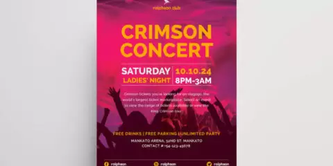 Crimson Concert Event Free PSD Flyer Template