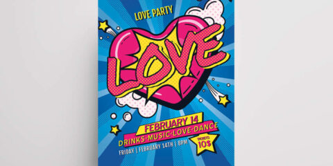 Valentine's Party Free PSD Flyer Template