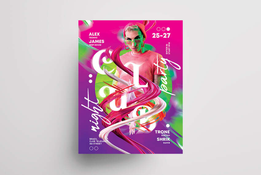 DJ Club Party Free PSD Flyer Template