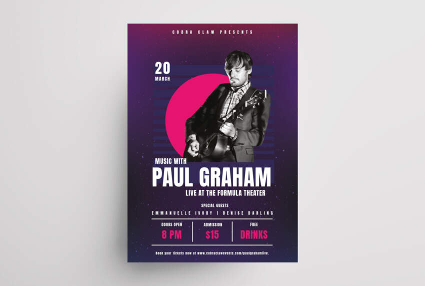 Simple Concert Event Free PSD Flyer Template