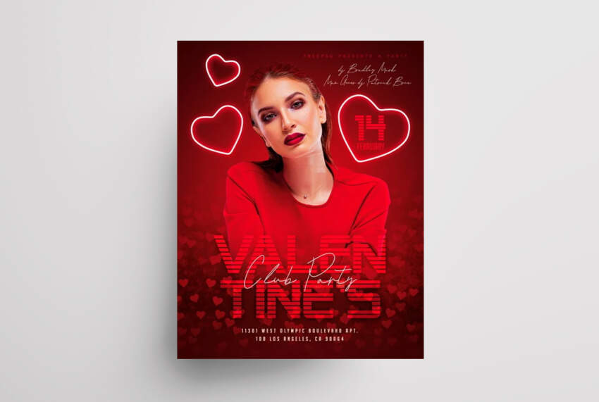 Valentine's Day Party PSD Free Flyer Template