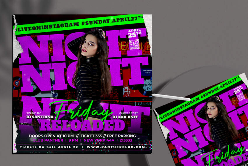 Reloaded Party Free PSD Instagram Banner