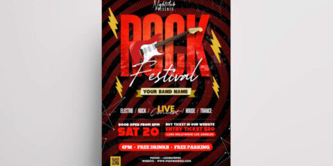 Rock Night Party Free PSD Flyer Template