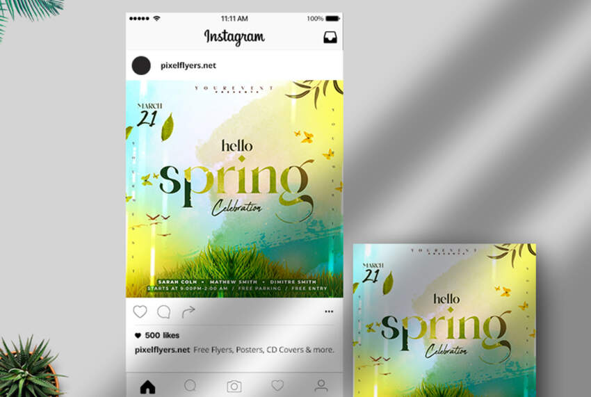 Spring Day Party Free PSD Instagram Banner