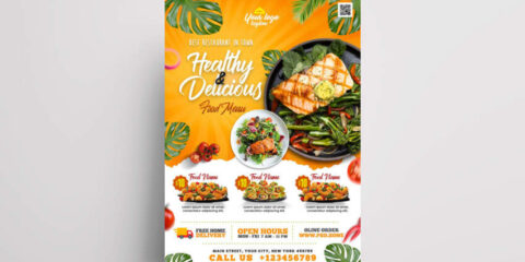 Green Food Ad Free Flyer/Menu Template (PSD)