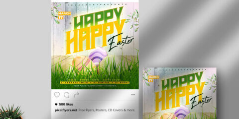 Happy Easter Party Free Instagram Banner PSD