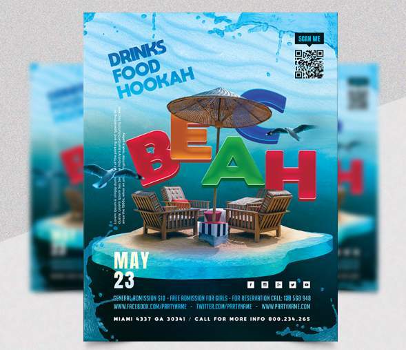 Summer Beach Party Free Flyer Template (PSD)