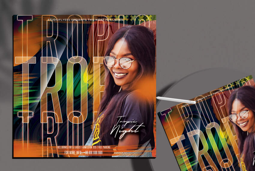 Tropical Night Flyer Free PSD Template