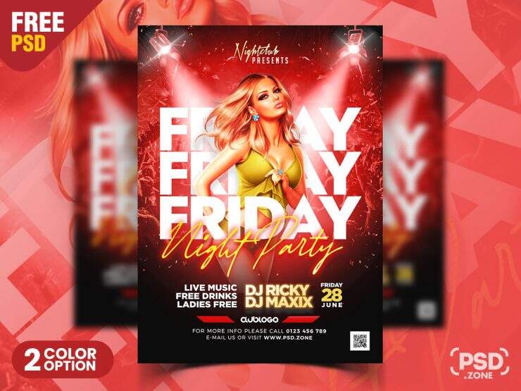 Saturday Night Party Flyer Template Free Download – Free Psd