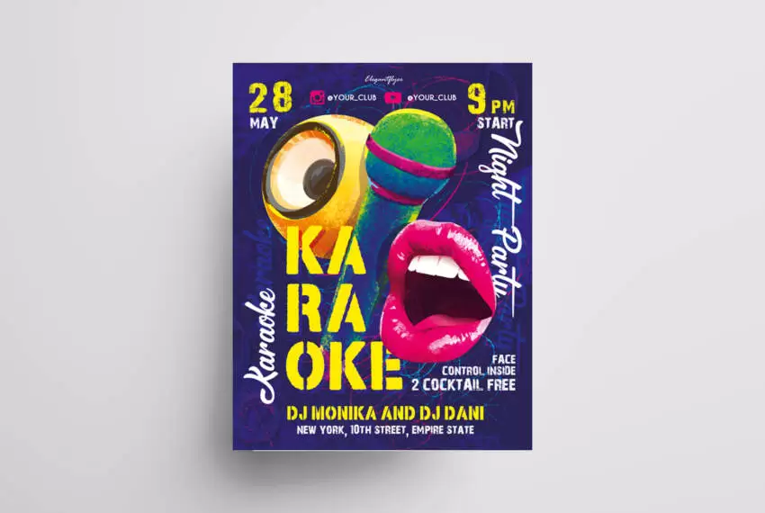 Karaoke Party Free PSD Flyer Template