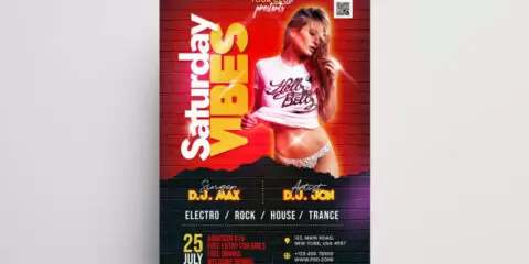 Saturday Vibe Party Free Flyer Template (PSD)