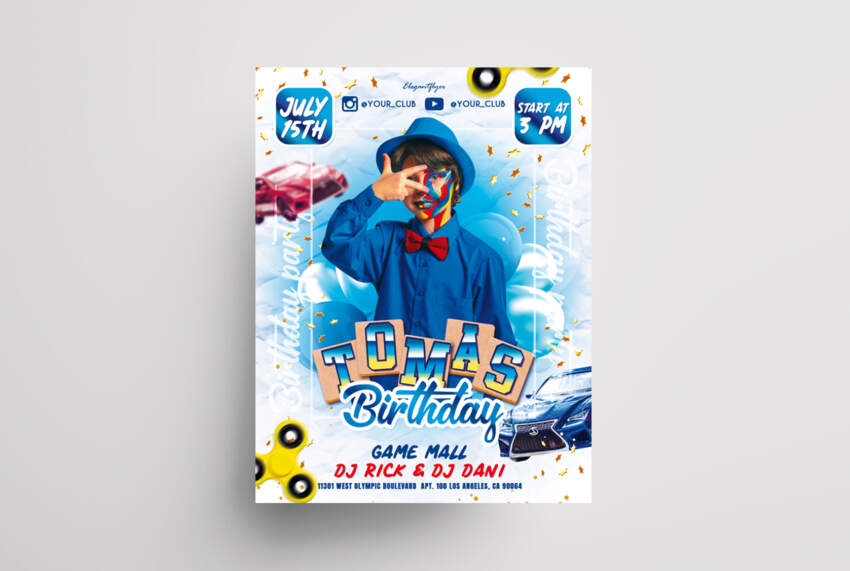 Kids Birthday Free Flyer Template (PSD)