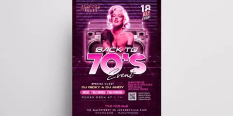 Retro Club Party Free PSD Flyer Template
