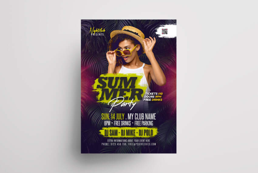 The Tropical Party Free PSD Flyer Template