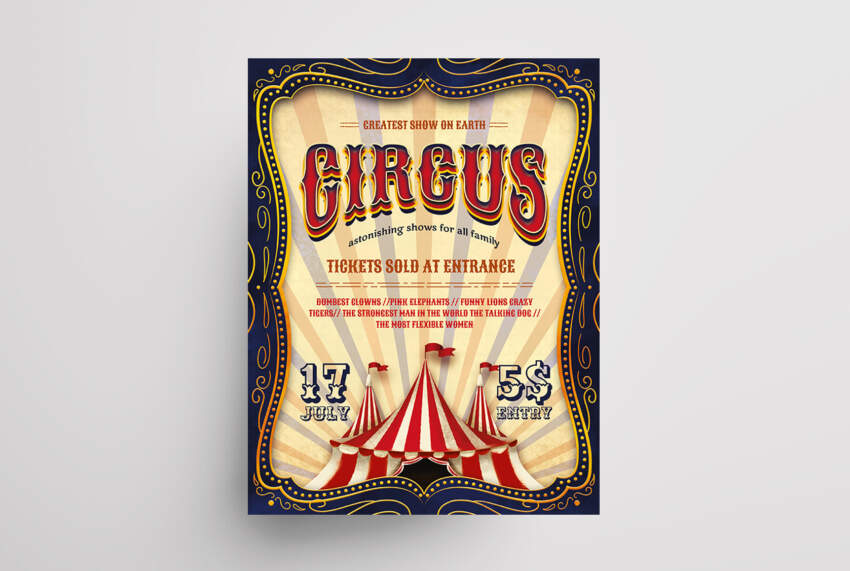 Circus Night Event Free Flyer Template (PSD)