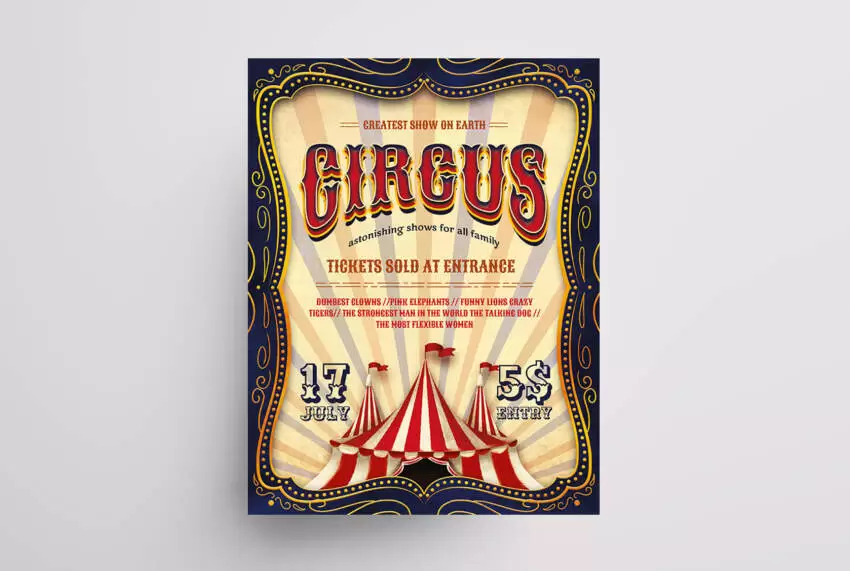 Circus Night Event Free Flyer Template (PSD) - PSDFlyer