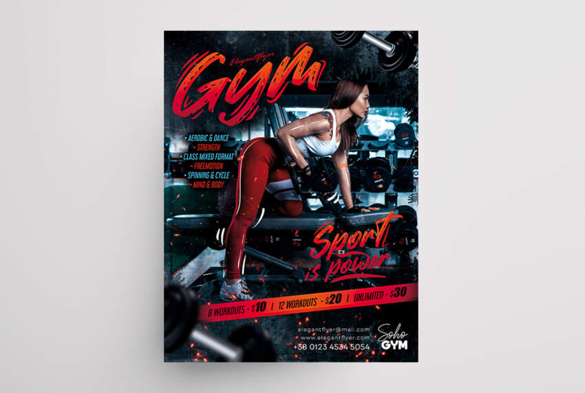 Gym Sport Free PSD Flyer Template