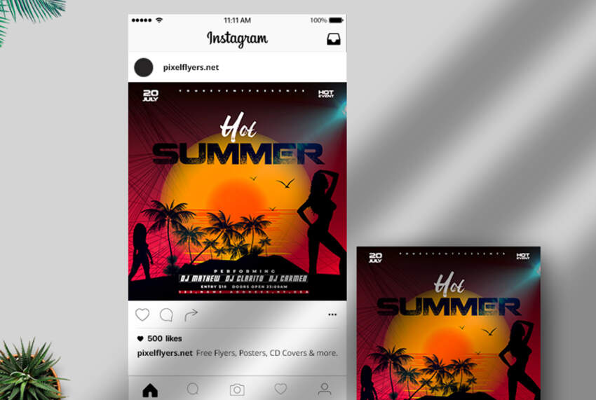 Hot Summer Party Free Instagram Banner (PSD)