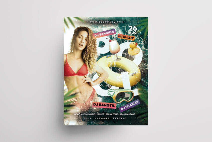 Pool Day Party Free PSD Flyer Template