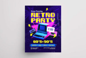 Retro Party Music Free Flyer Template (PSD)