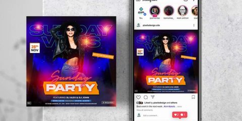 Music Night Party Free Instagram Banner (PSD)