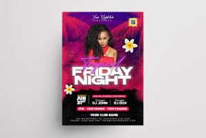 Tropic Music Party Free Flyer Template (PSD)