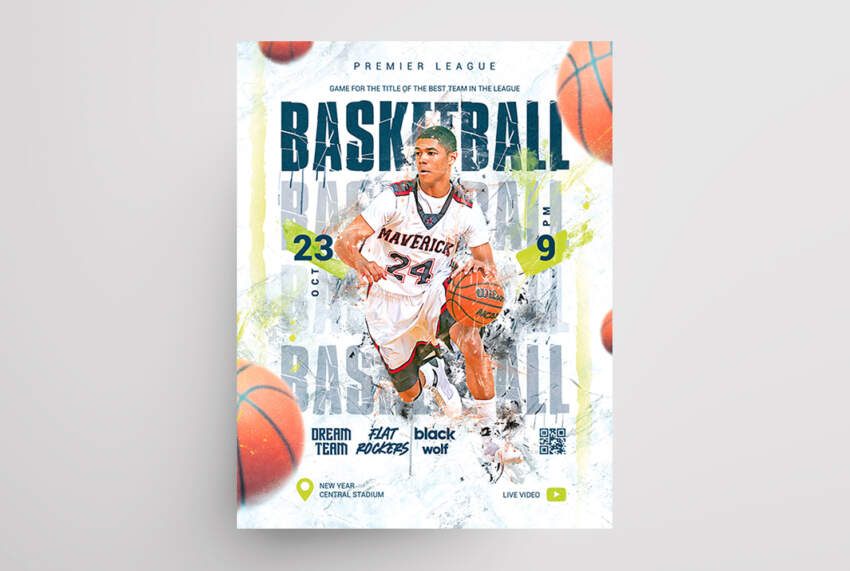 Basketball Tournament Free Flyer Template (PSD)