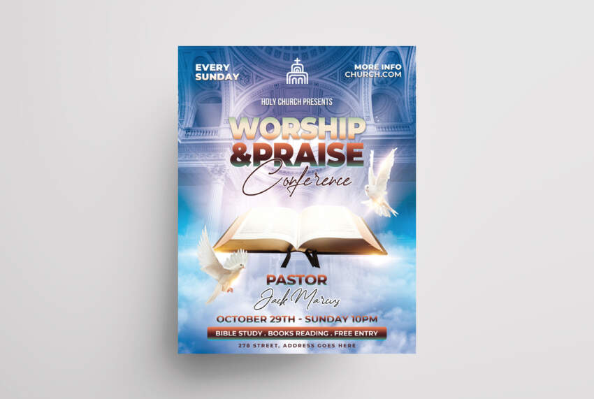 Church Worship & Praise Free Flyer Template (PSD)