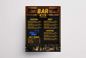 Drinks Bar & Lounge Free Flyer Menu Template (PSD)