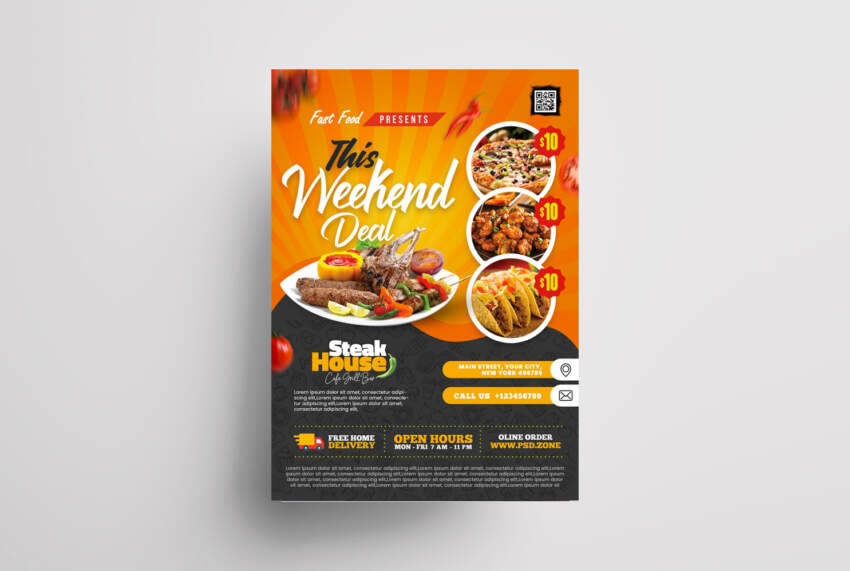 Food Menu Ad Free Flyer Template (PSD)