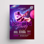 Neon DJ Party Free Flyer Template (PSD)