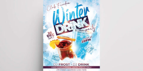 Winter Season Party Free Flyer Template (PSD)