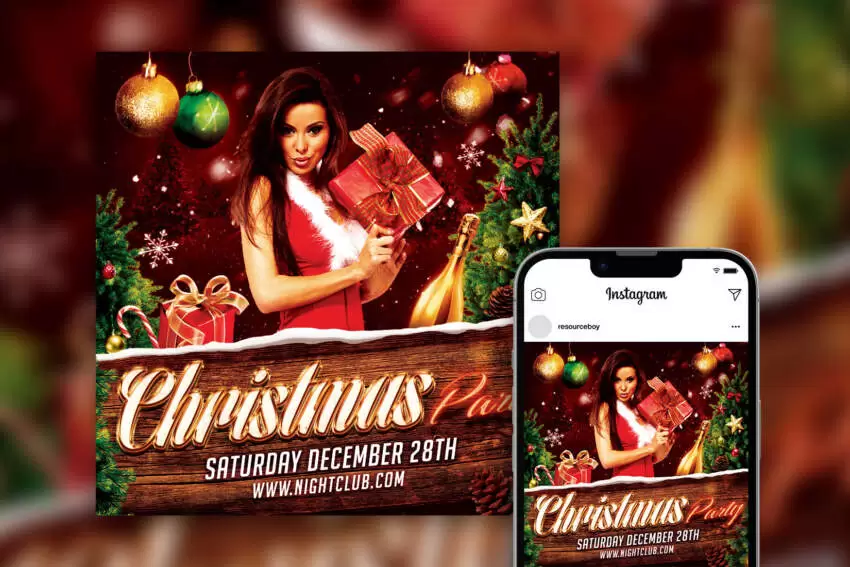 Free Christmas Party Instagram Post Template (PSD)