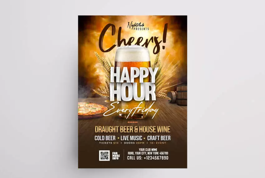 Happy Hour Night Free Flyer Template (PSD)