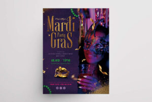 Mardi Gras Party Free Flyer Template (PSD)