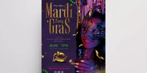 Mardi Gras Party Free Flyer Template (PSD)