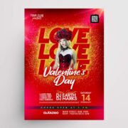 Valentine's Red Party Free Flyer Template (PSD)
