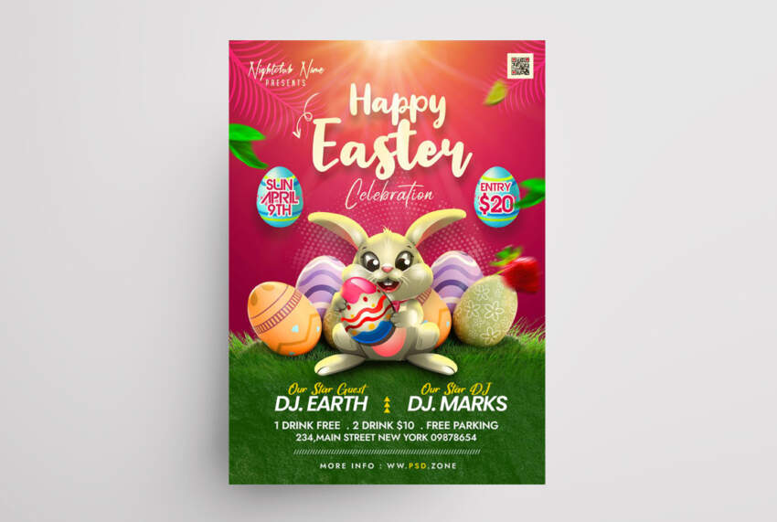 Free Happy Easter Day Flyer Template (PSD)