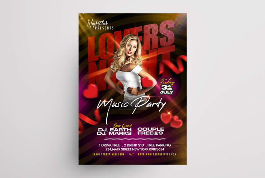 Free Luxury Girls Party Event Flyer Template (PSD)